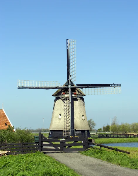 Moulin à vent dans un paysage néerlandais — Photo