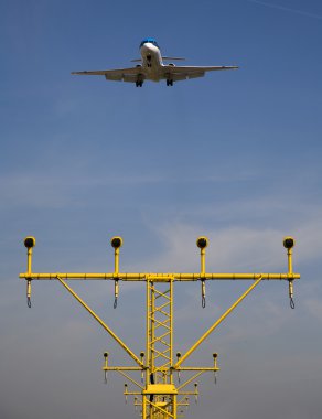 Schiphol airport, amsterdam, Hollanda yaklaşan uçak