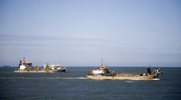 Cutter suction dredger is dredging the Port of Rotterdam — Stock Photo, Image