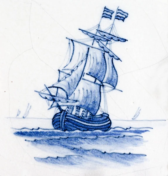 Delft blue, traditionelles holländisches Fliesendesign aus handgefertigten Steingutfliesen — Stockfoto