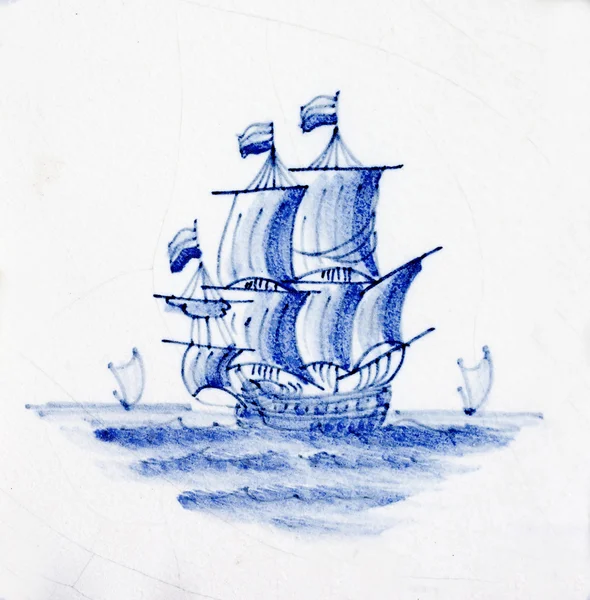 Delft blue, traditionelles holländisches Fliesendesign aus handgefertigten Steingutfliesen — Stockfoto