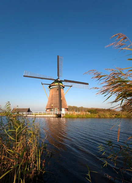 Molino de viento tradicional holandés en Groot-Ammers, Países Bajos —  Fotos de Stock