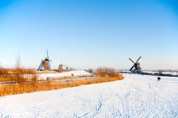 Mulini a vento storici olandesi a Kinderdijk — Foto Stock