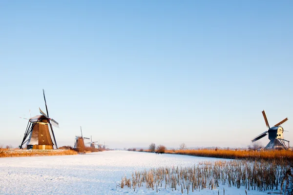 Mulini a vento storici olandesi a Kinderdijk — Foto Stock