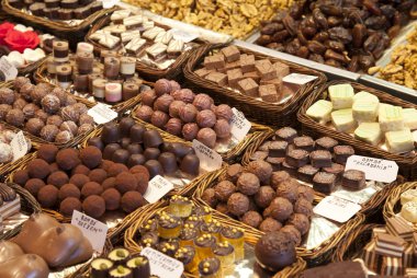 çikolata boqueria Pazar Barcelona, İspanya