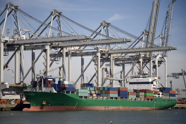 Nava de containere în portul Rotterdam — Fotografie, imagine de stoc