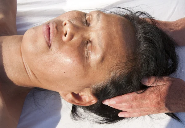 Japanese facial massage — Stock Photo, Image