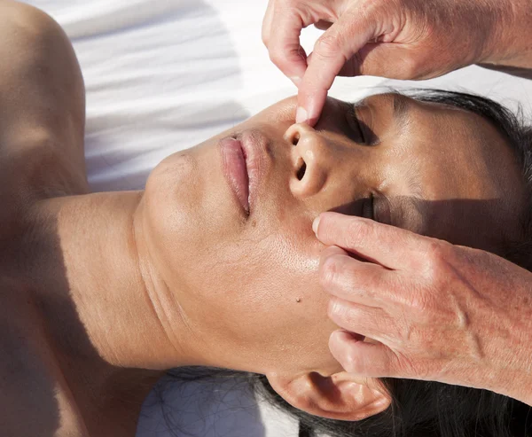 Japanese facial massage — Stock Photo, Image