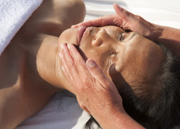 Japanese facial massage — Stock Photo, Image