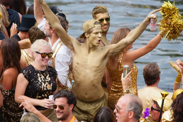 Kanál průvod gay Pride amsterdam 2014 Stock Obrázky