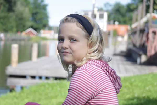 Portrait of 8 year old girl — Stock Photo, Image