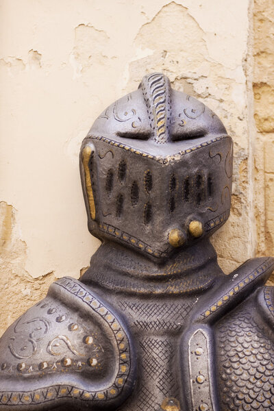 Closeup of antique armor in Malta