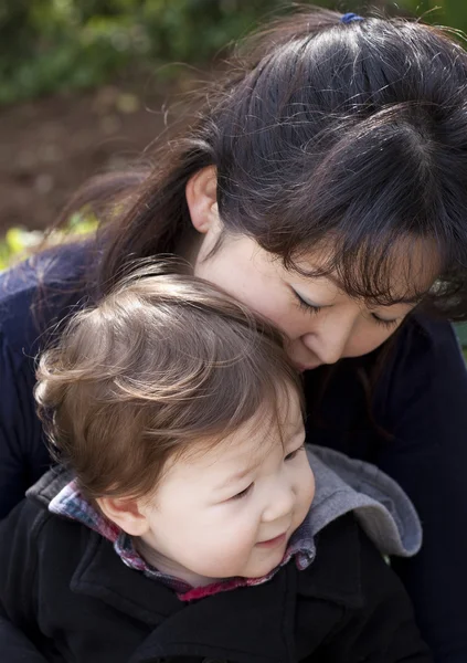 Mixed race asian european mother child — Stock Photo, Image