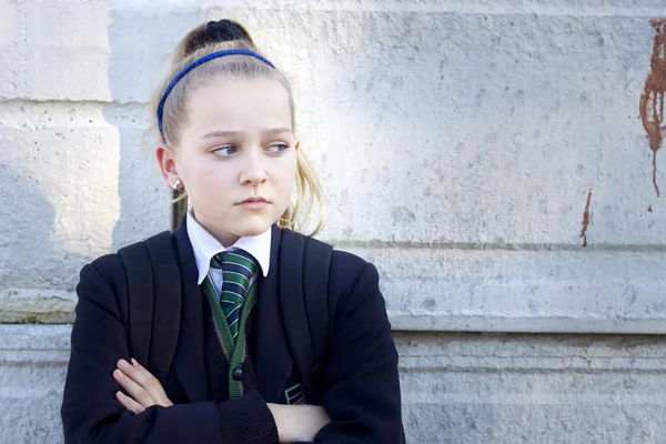 Angry schoolgirl — Stock Photo, Image