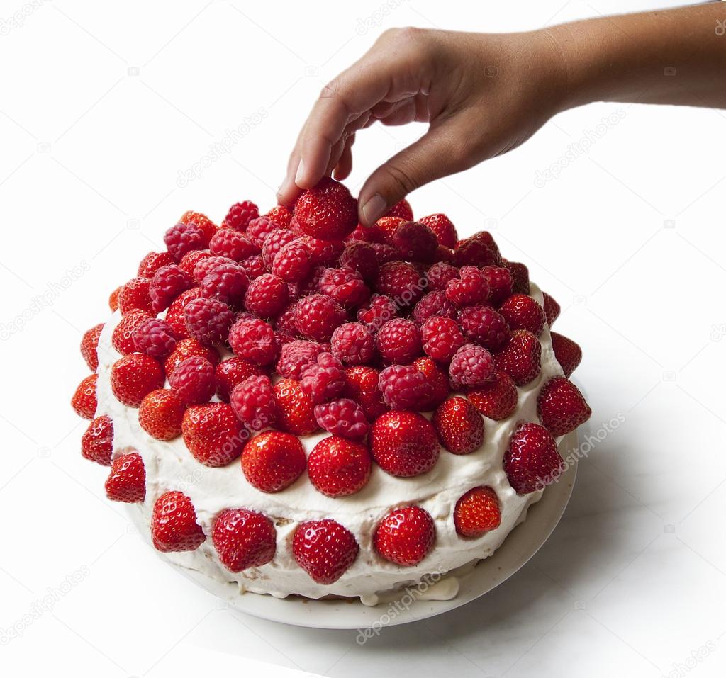 Strawberry and raspberry cake