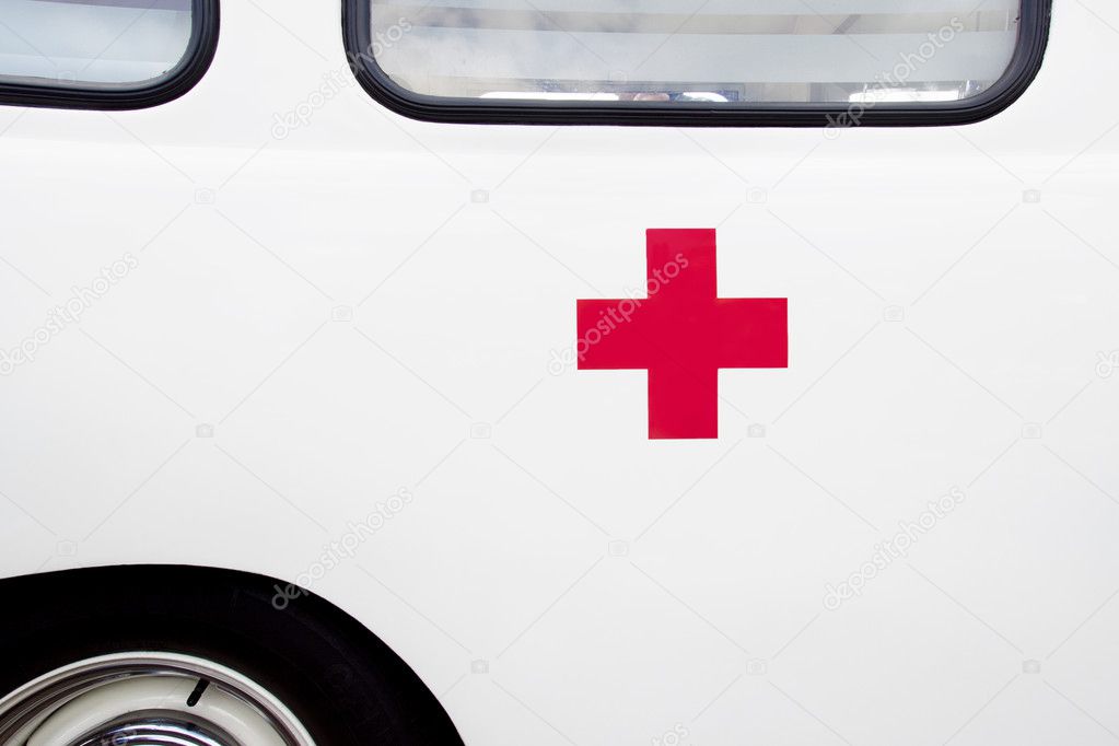 Red cross on ambulance