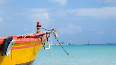 Deniz arka planında uzun kuyruk teknesi