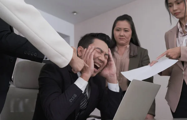 Businessman Stressed Work Scolded Participants Working Well — Stock Photo, Image