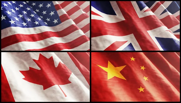 Flags XL. USA, England, Canada and China — Stock Photo, Image