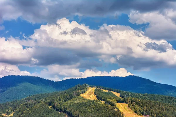 Mountains Forests Sky Clouds — Stock Photo, Image