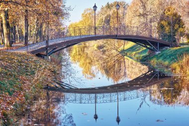 Parktaki kanalın karşısındaki dekoratif yaya köprüsü..