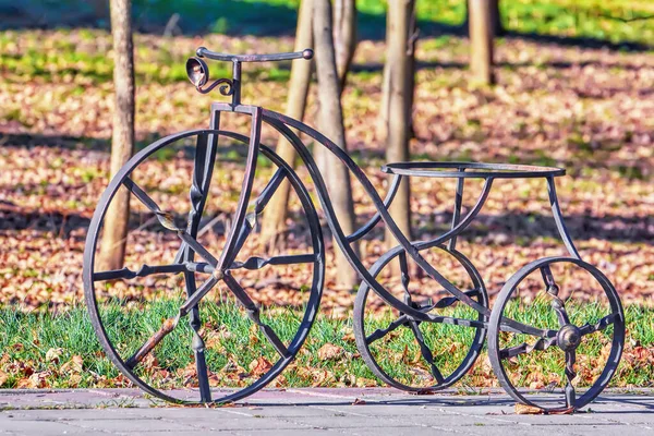 Cama Flor Bicicleta Vintage Estilizado Perto Beco Parque — Fotografia de Stock