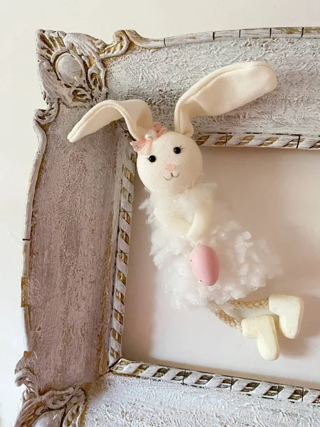 Primer Plano Conejo Pascua Huevo Rosa — Foto de Stock