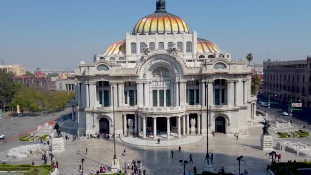 Aerial View Mexico City Light Trails Bellas Artes Torre Latinoamericana — ストック動画