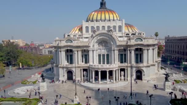 Flygfoto Över Mexico City Ljusspår Och Bellas Artes Och Torre — Stockvideo