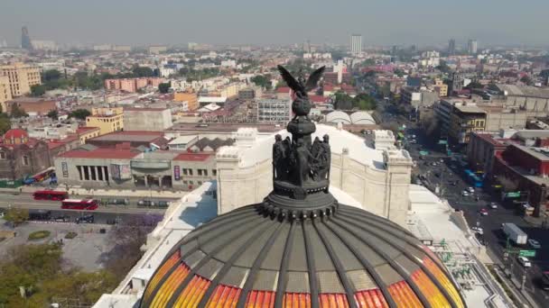 Aerial View Mexico City Light Trails Bellas Artes Torre Latinoamericana — Stock Video