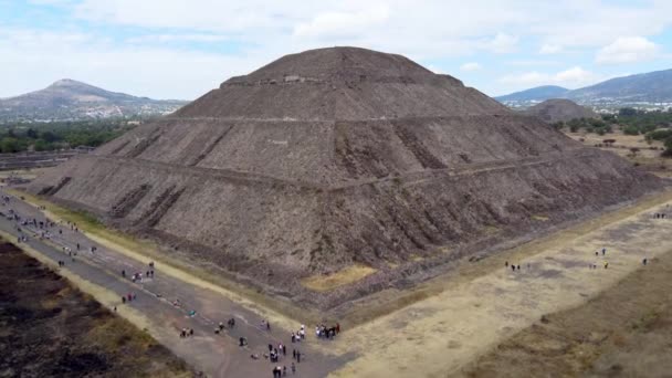 太陽のピラミッドのパノラマ Teotihuacan メキシコだ 月のピラミッドからの眺め ドローンの上を表示 — ストック動画