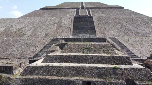 Κορυφή Άποψη Drone Πυραμίδες Teotihuacn Μεξικό Calzada Los Muertos — Αρχείο Βίντεο