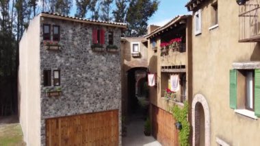 Val 'Quirico şehrine insansız hava aracı manzaralı. Tlaxcala Meksika' da Avrupa mimarisi olan bir yer. Puebla yakınlarında. 