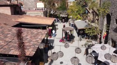 Val 'Quirico şehrine insansız hava aracı manzaralı. Tlaxcala Meksika' da Avrupa mimarisi olan bir yer. Puebla yakınlarında. 