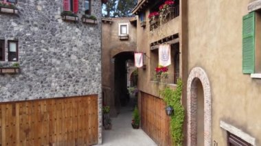 Val 'Quirico şehrine insansız hava aracı manzaralı. Tlaxcala Meksika' da Avrupa mimarisi olan bir yer. Puebla yakınlarında. 