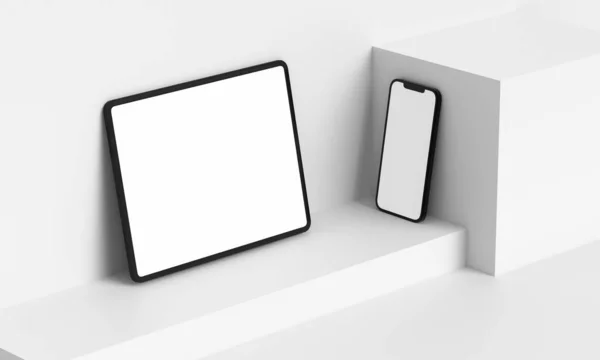 Illustration Render Isometric Rectangles Simulating Telephone Space Blank Spaces Different — Stock Photo, Image