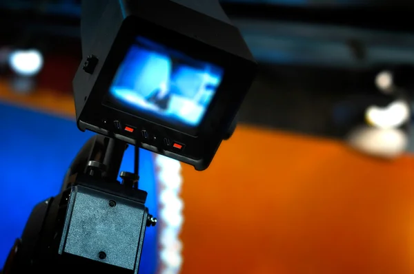 Video camera viewfinder - recording in TV studio — Stock Photo, Image