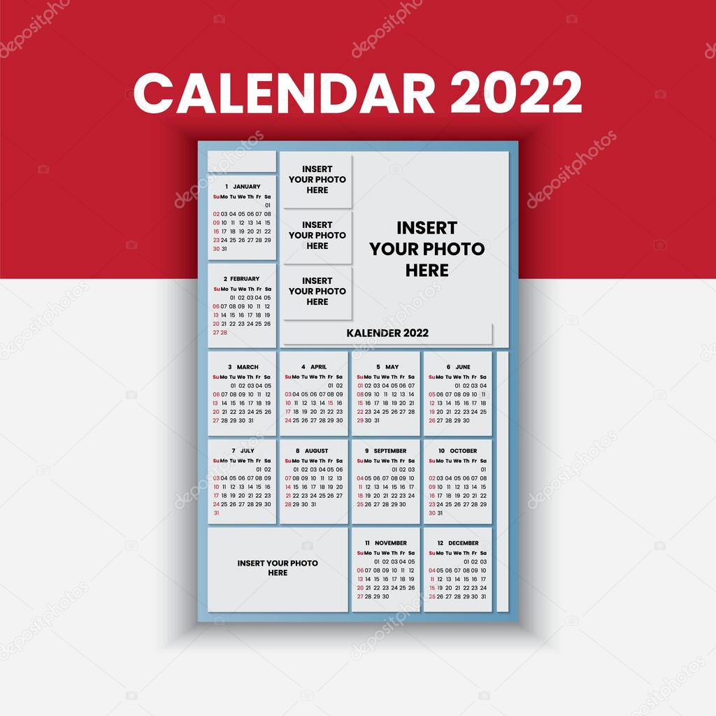 calendar year 2022 with 5 photos and simple elegant design 3