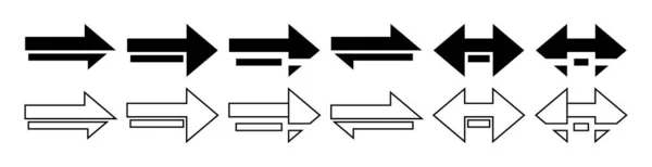 Arrows set black. Arrows pointing to the left icon set. Vector set of trendy black arrows in flat style and outline style. Collection of simple vector arrows. Cursors icons