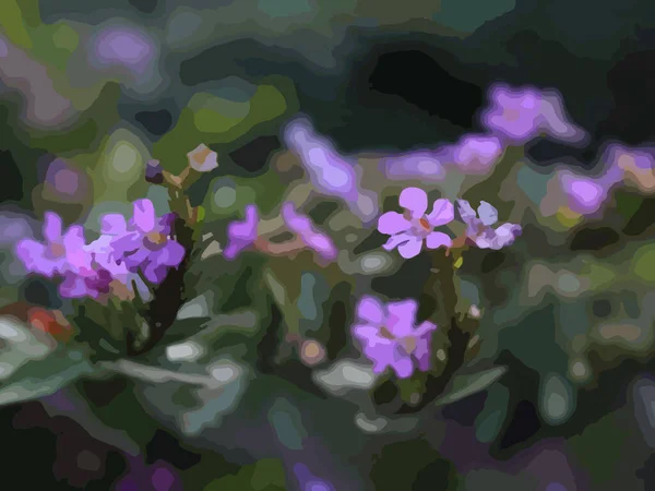 Ilustración Hermosas Flores Púrpuras Jardín — Archivo Imágenes Vectoriales