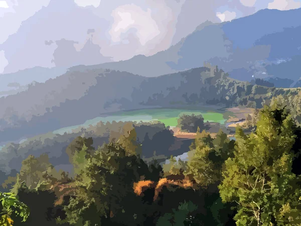 beautiful color lake scenery vector illustration