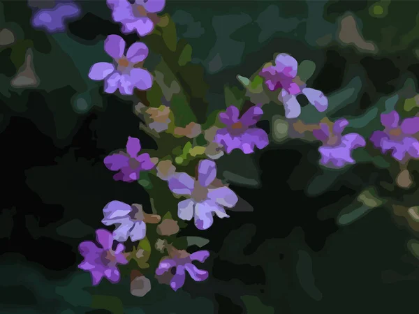 Illustration Belles Fleurs Violettes Dans Jardin — Image vectorielle