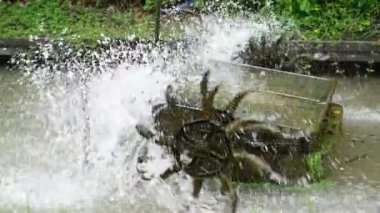 Atık su türbininden suya oksijen eklemek için suyun hareketi.