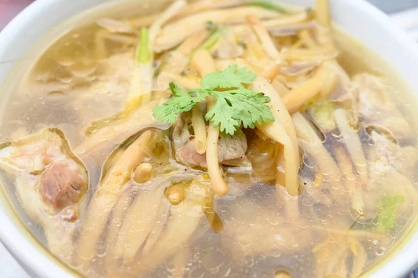 Carritos Cerdo Sopa Bambú Conservada Estilo Chino Concepto Comida Bebida —  Fotos de Stock