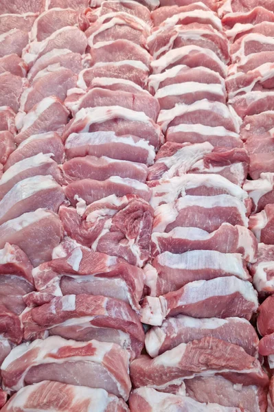 新鮮な赤豚の肉料理の背景の多くの作品ソフトフォーカスを選択し 閉じる — ストック写真