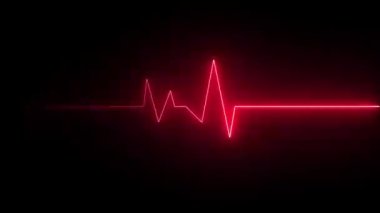 Bilim, teknoloji, kırmızı arka planda insan kalp ritmi animasyonu