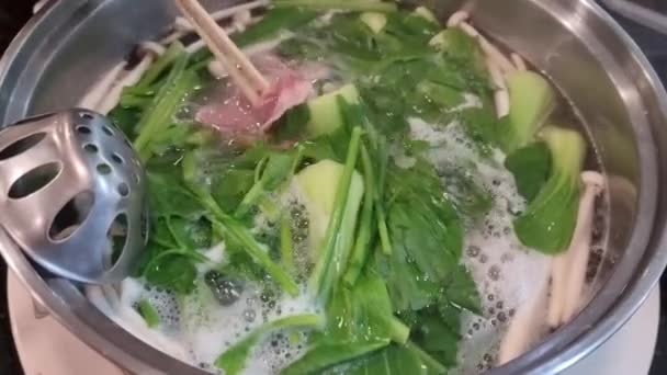 Food Drink Sukiyaki Hot Pot Food Restaurant — Wideo stockowe