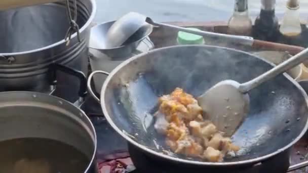 Food Drink Stir Fried Turnip Cake Shrimp — Stok video