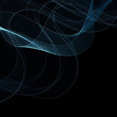 Parıldayan parçacıkların olduğu mavi neon dalga. şenlikli arkaplan