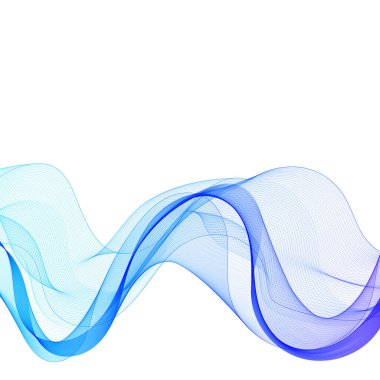Soyut pürüzsüz renk dalga vektörü. Eğri akış mavi hareket çizimi. Duman tasarımı. Vektör çizgileri.